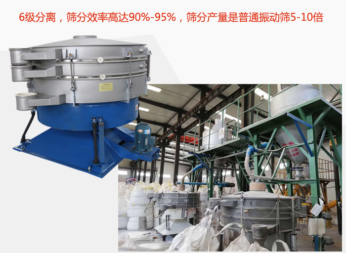 搖擺篩采用6級分離，篩分效率高達90%-95%，篩分產量是普通振動篩5-10倍