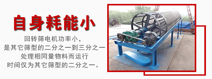 滾筒篩耗能小，使用壽命長，維修方便