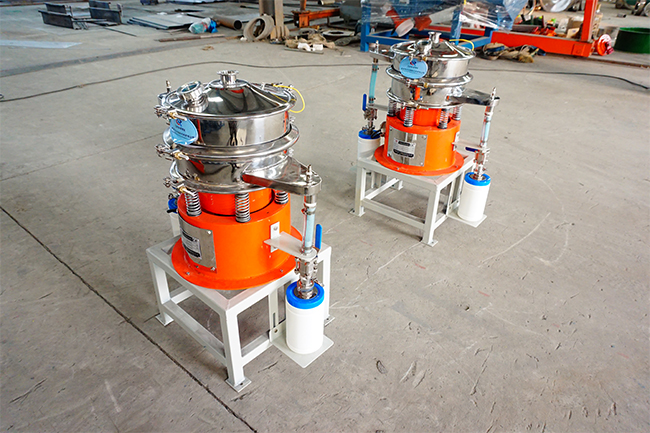 氣體保護不銹鋼振動篩 兩臺氣體保護振動篩側面展示圖